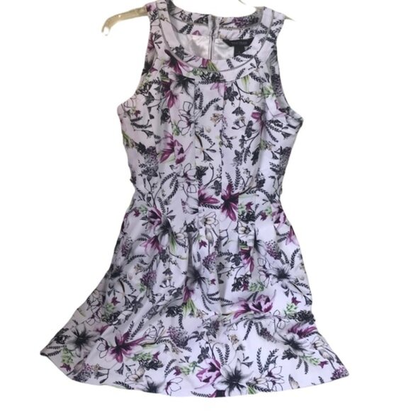 White House Black Market Floral Eyelet Flare Dress A-Line Sleeveless Midi Preppy - Picture 1 of 16